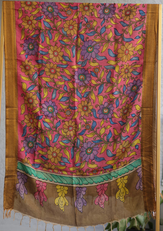 Pen Kalamkari chennur silk duppata