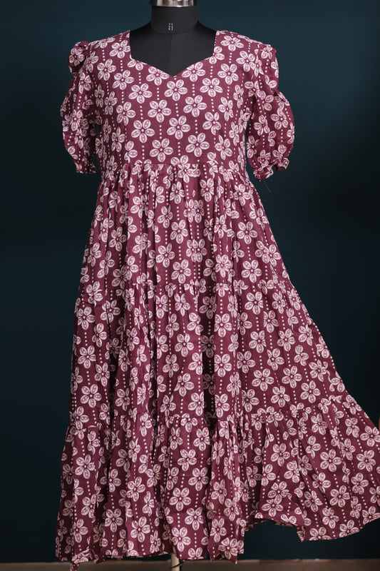 Brown Bagru pure cotton frock