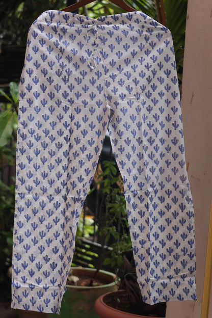 Lavender Handblock printed Pure Mul Cotton with Kota Doria Duppata 3 piece suit (stitched)