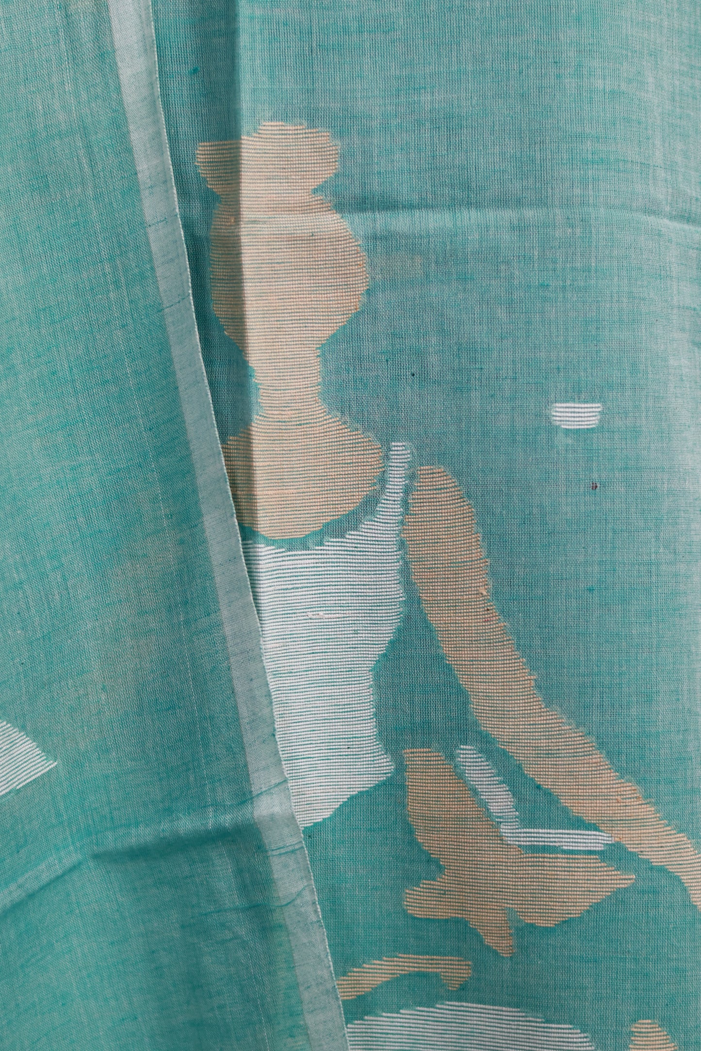 Ice Blue Handwoven Jamdhani weaving pure Malai cotton 2 piece suit sets | Looms & Tassels