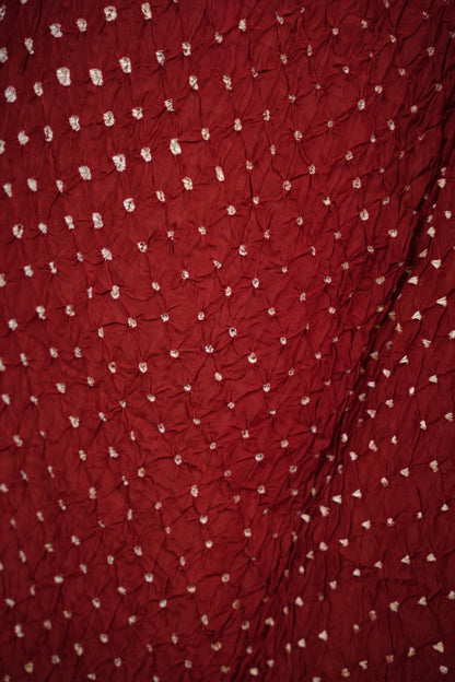 Maroon Handcrafted Bandhani Paithani Dola Silk Saree | Looms & Tassels