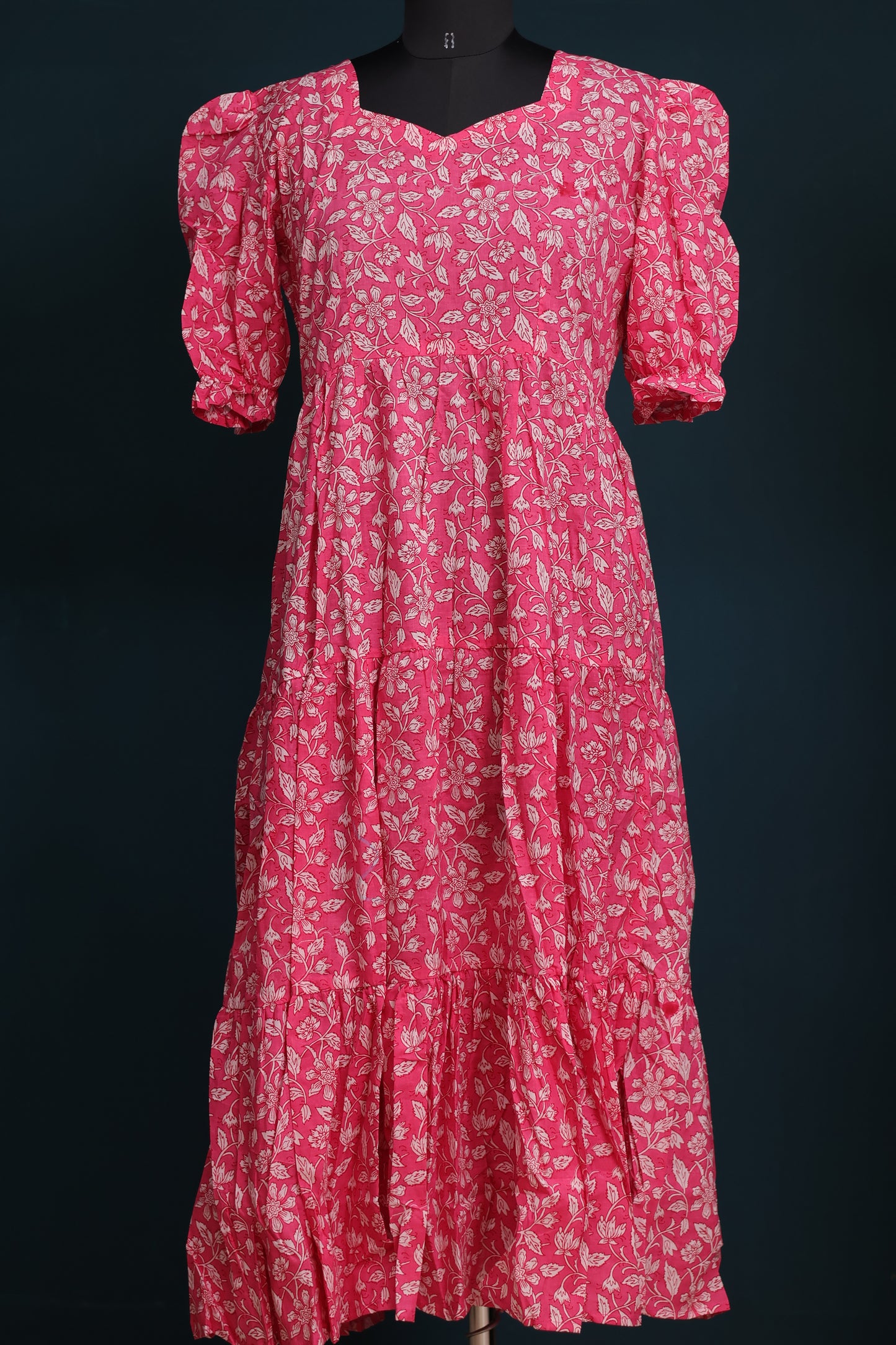 Pink Bagru pure cotton frock