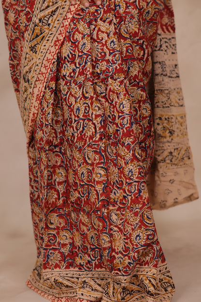 Hand Block Printed Kalamkari Cotton Saree