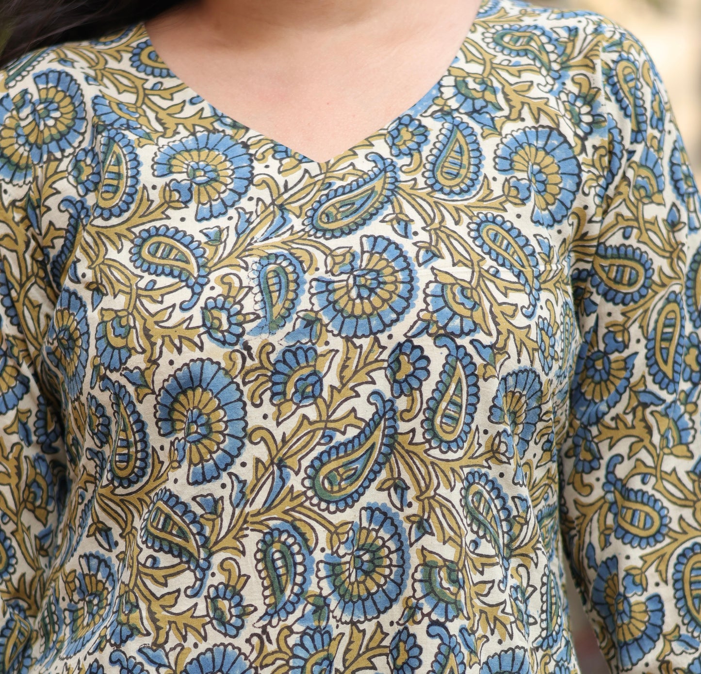 Ajrakh Hand Block Printed Kurti | Looms & Tassels