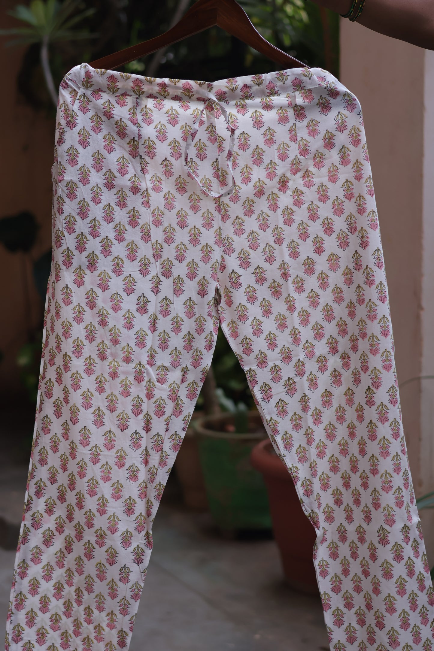 Teal Handblock printed kota 3 piece suit (stitched)