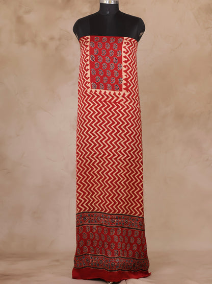 Ajrakh Handblock Printed Modal Silk 2 Piece Suit Set | Looms & Tassels