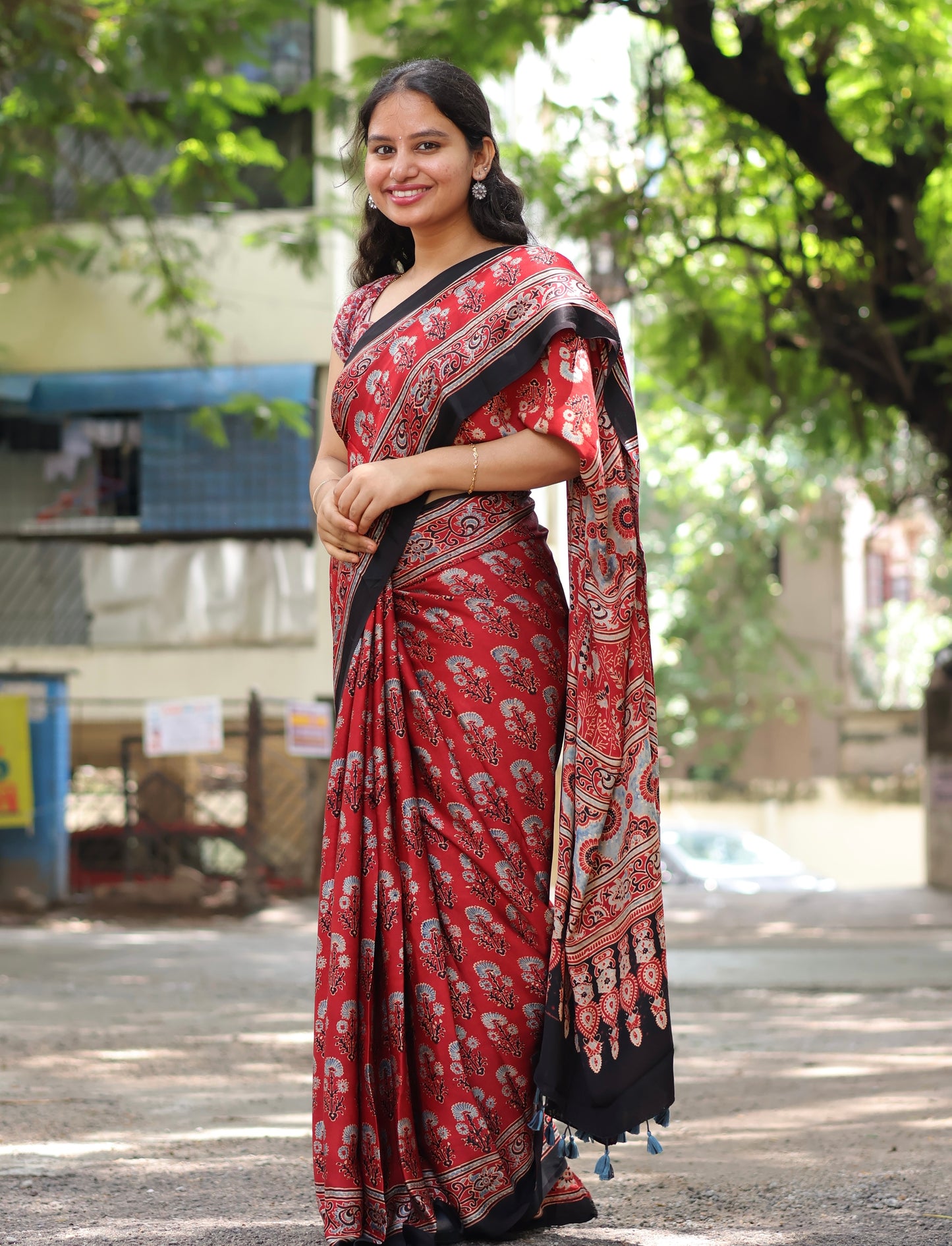 Ajrakh Modal Silk Saree