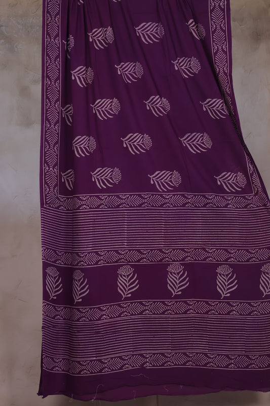 Bagru Handblock printed MulMul cotton saree