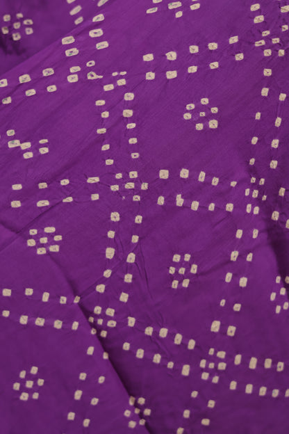 Violet Hand Knotted Bandhej Arakh Modal Silk Saree with Lagdi Pallu | Looms & Tassels