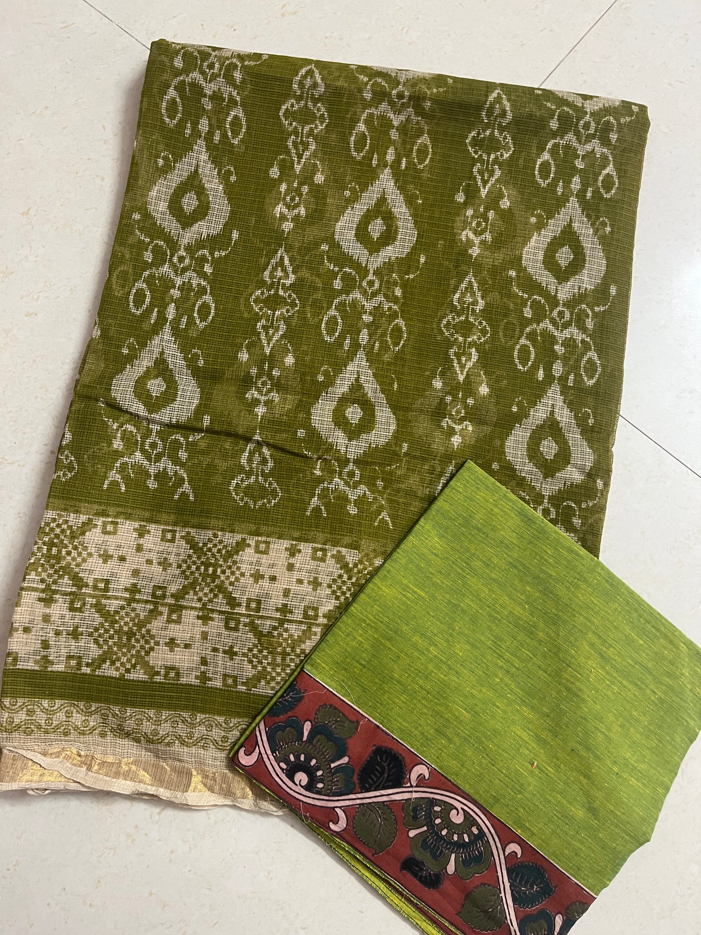 Green Kota Kalamkari Saree