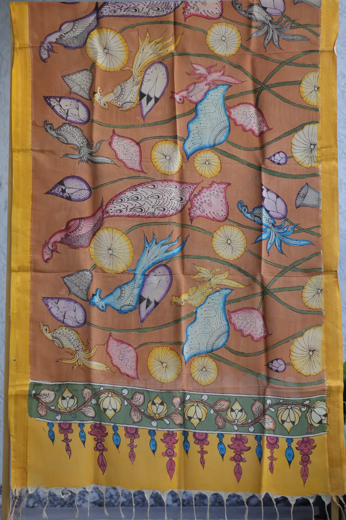 Pen Kalamkari chennur silk duppata