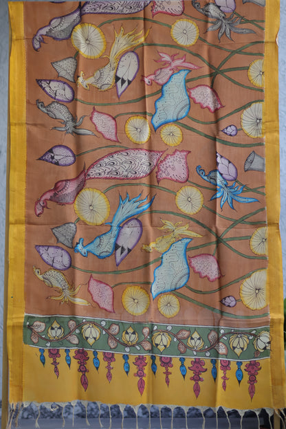 Pen Kalamkari chennur silk duppata