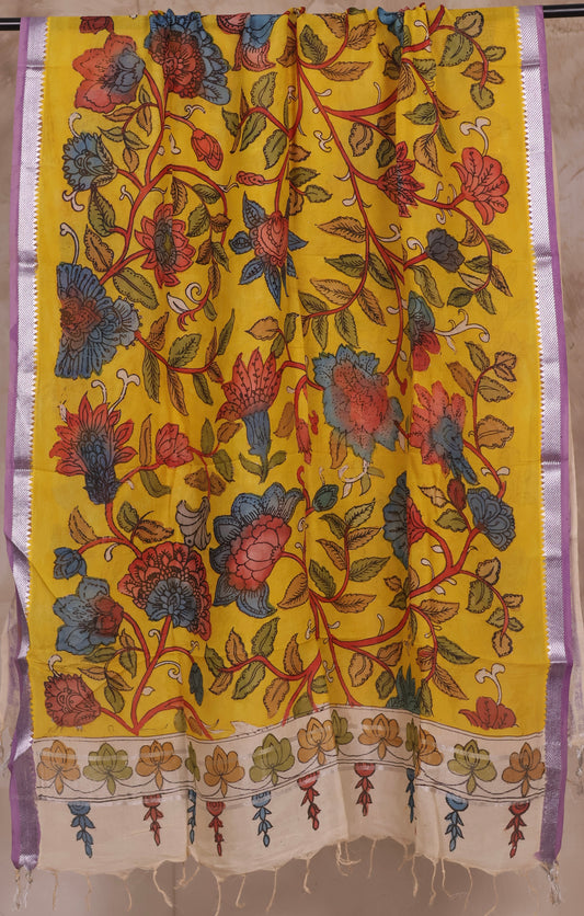 Pen Kalamkari Mangalagiri silk Dupatta