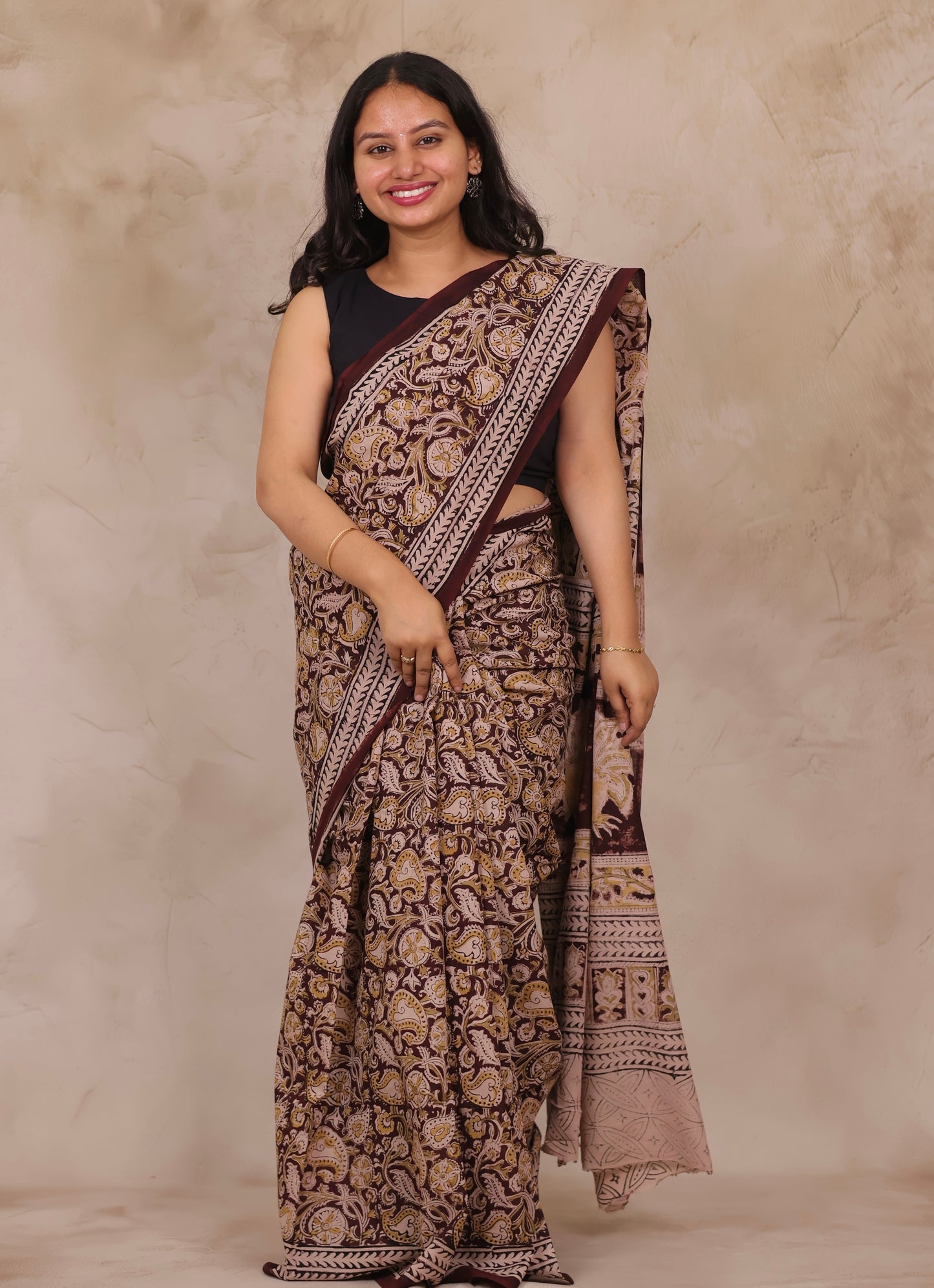 Hand Block Printed Kalamkari Cotton Saree