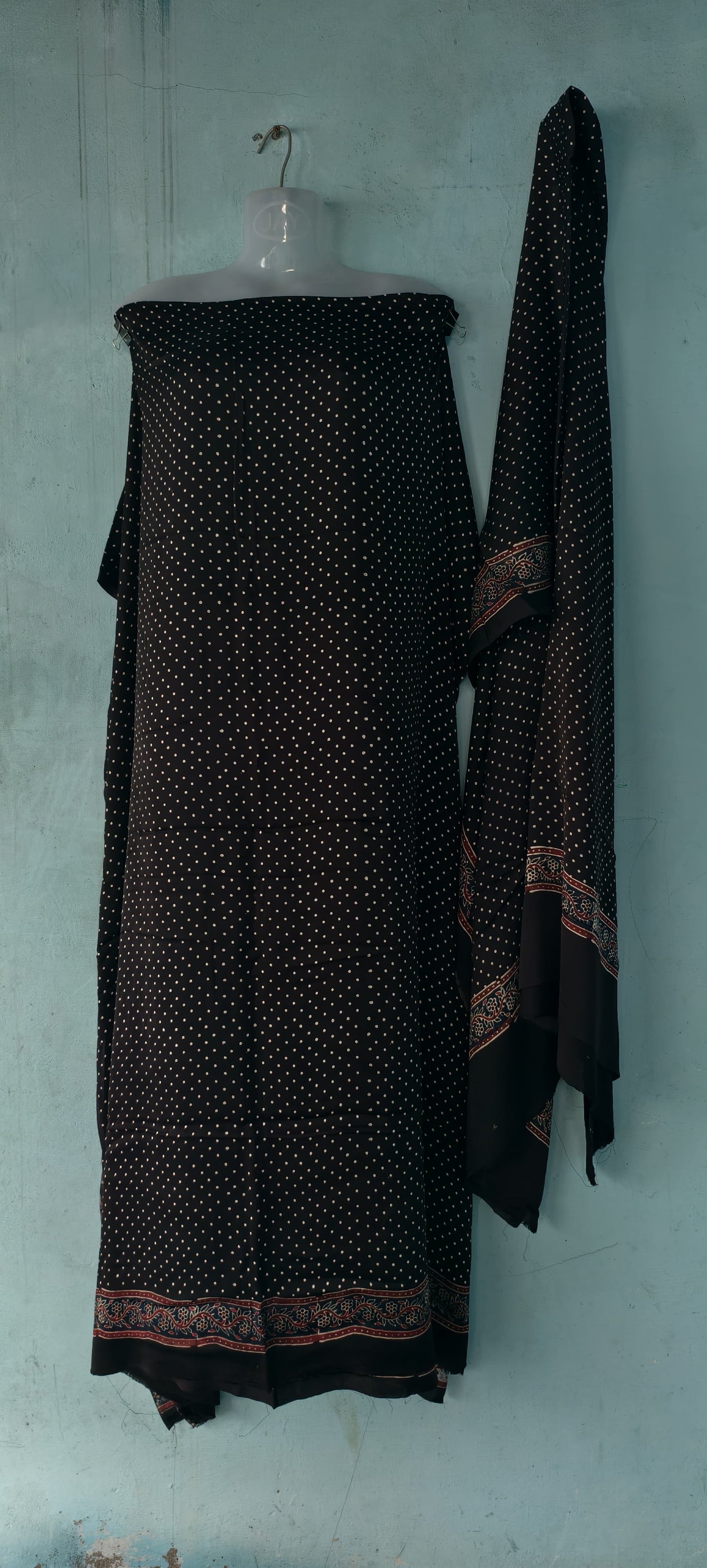 Handblock printed Ajrakh modal silk 2 piece suit set