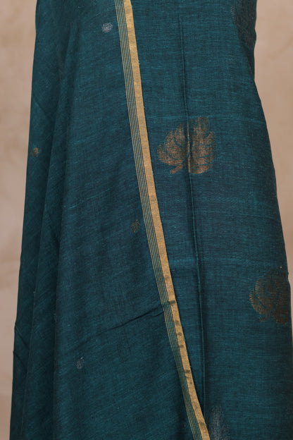 Handwoven Jamdhani weaving pure Linen 2 piece suit sets | Looms & Tassels