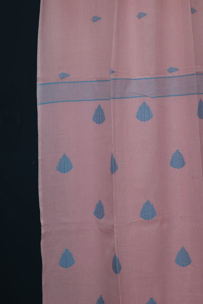 Pink Checks Pure Handwoven Jamdhani butta Malai Cotton Saree