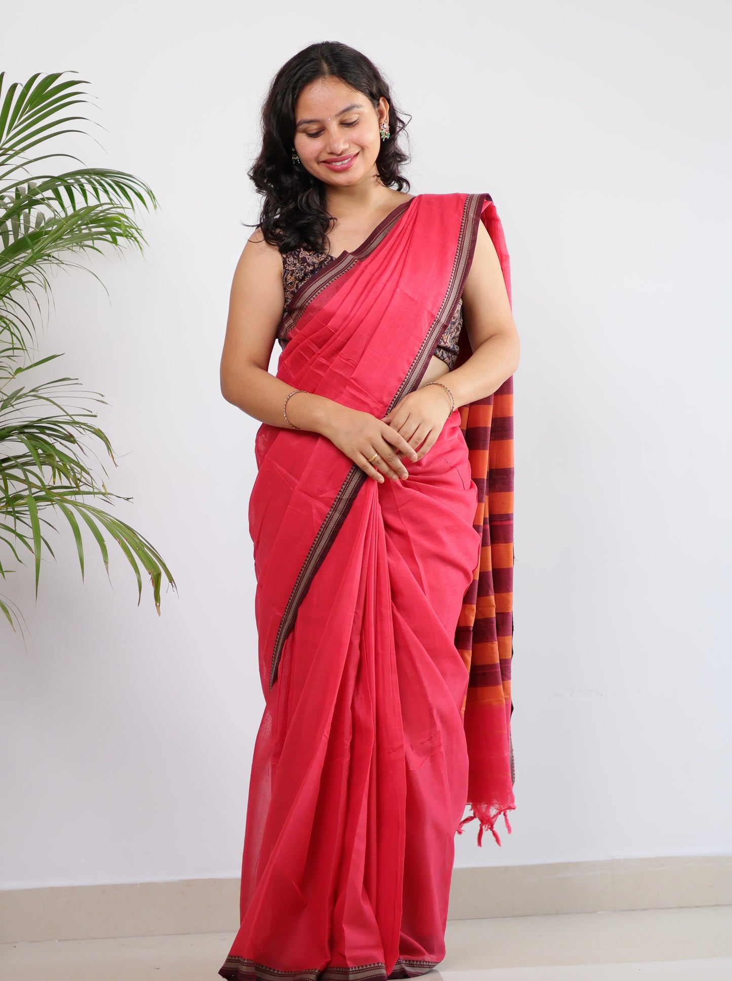 Pink Narayanpet Cotton Saree