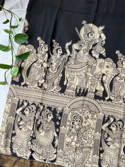 Nizam Border Kalamkari Silk Saree