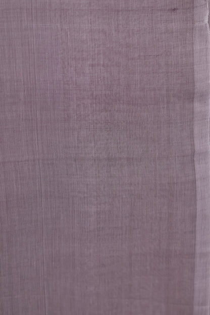 Grey Malai Cotton Saree with Butta Weaving | Looms & Tassels