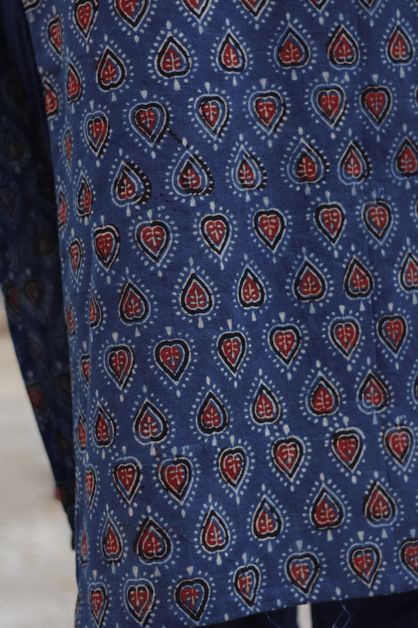 Indigo Ajrakh Hand Block printed Kurta