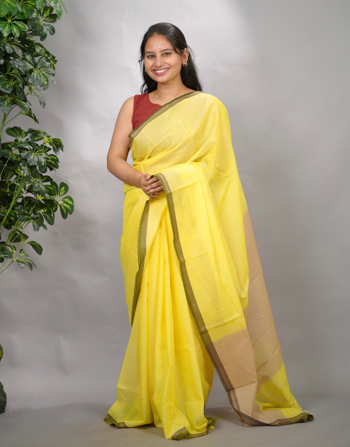 Yellow Narayanpet Cotton Saree | Looms & Tassels