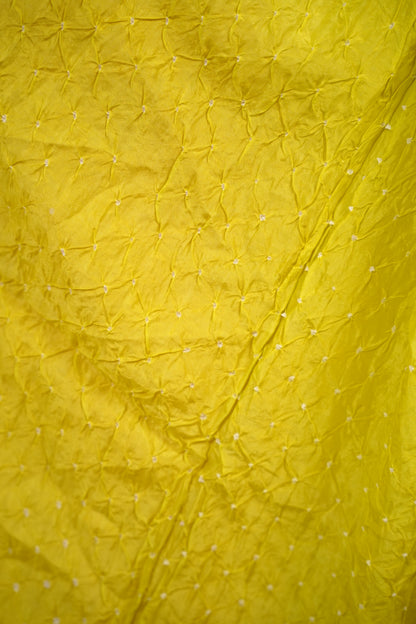 Lemon Green Handcrafted Bandhani Paithani Dola Silk Saree | Looms & Tassels