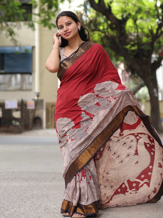 Nizam Border Kalamkari Silk Sare