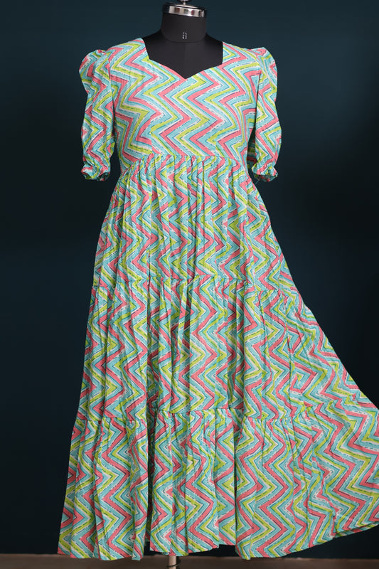 Pastel Bagru pure cotton frock