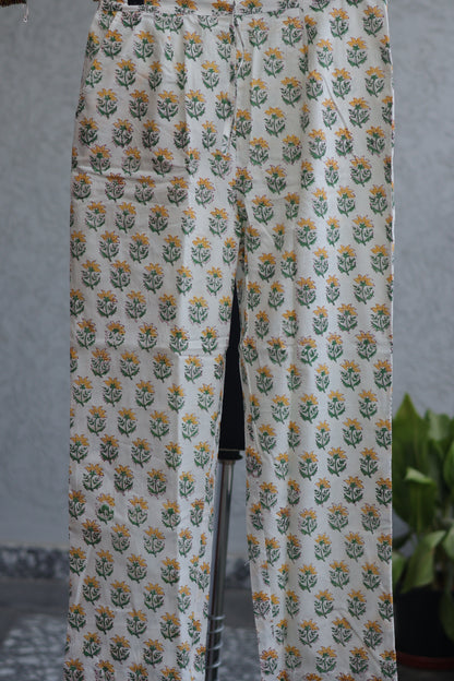 Pink Handblock printed Pure Mul Cotton with Kota Doria Duppata 3 piece suit (stitched)