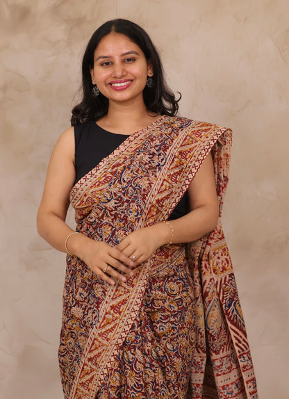 Hand Block Printed Kalamkari Cotton Saree
