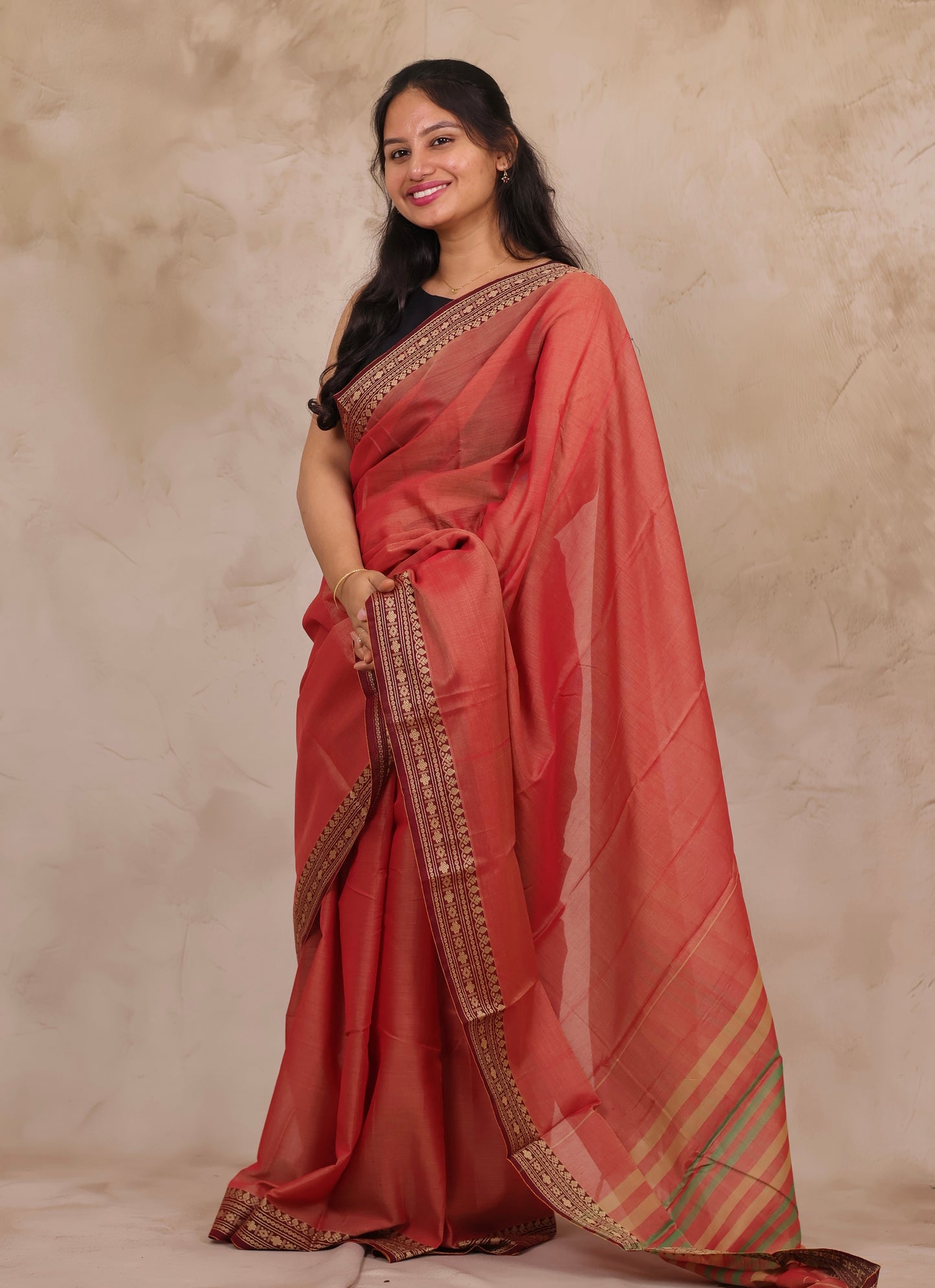 Onion Pink Narayanpet Cotton Saree | Looms & Tassels