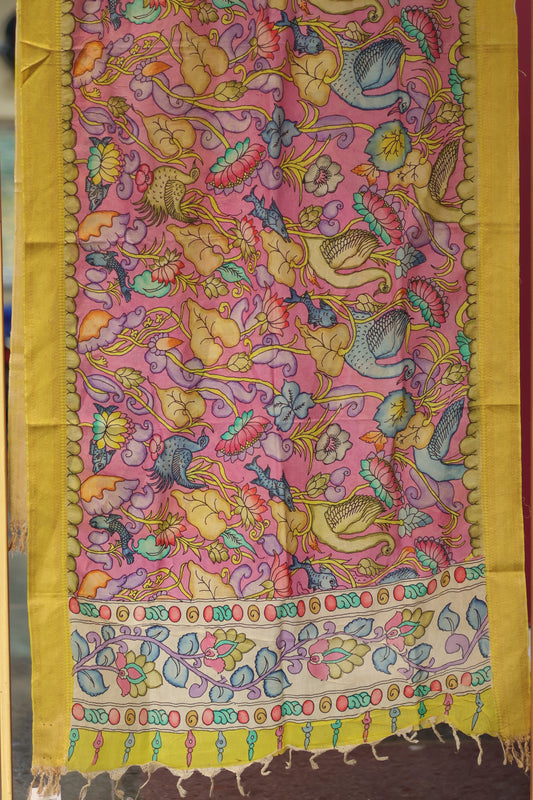 Pen Kalamkari chennur silk duppata