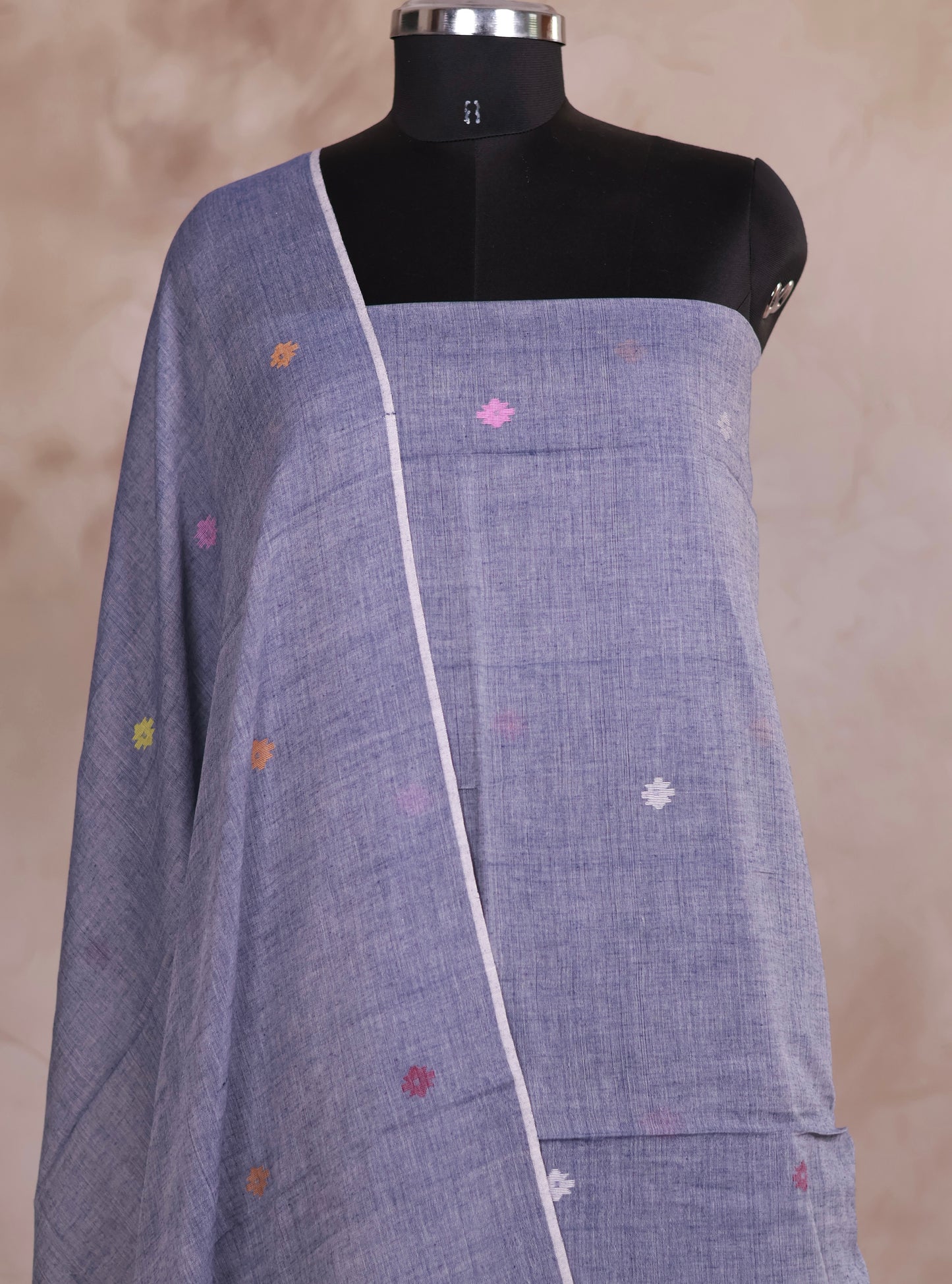 Pastel Handwoven Jamdhani weaving pure Malai cotton 2 piece suit sets | Looms & Tassels