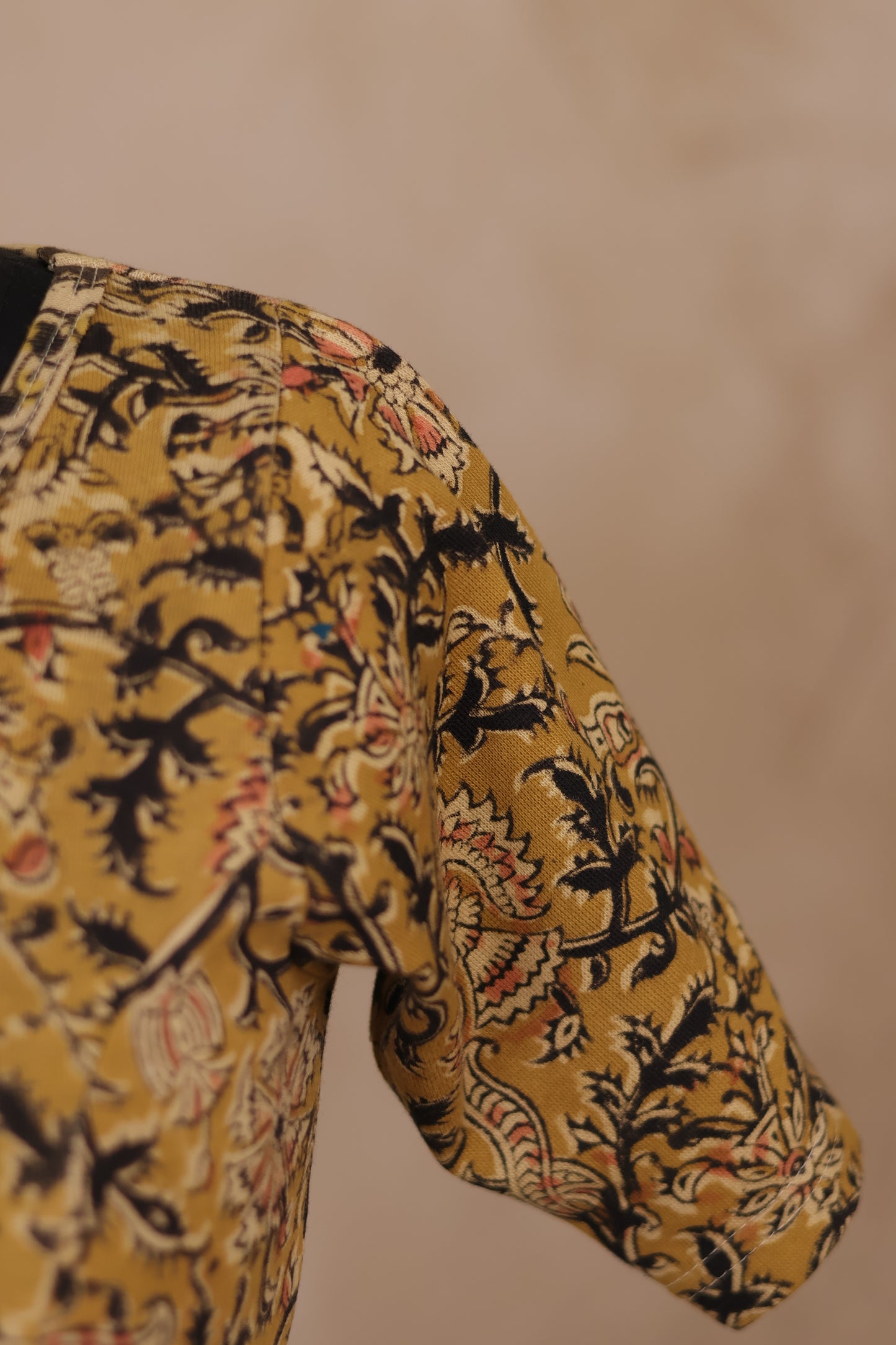 Round Neck Stretchable Hand block printed kalamkari blouse