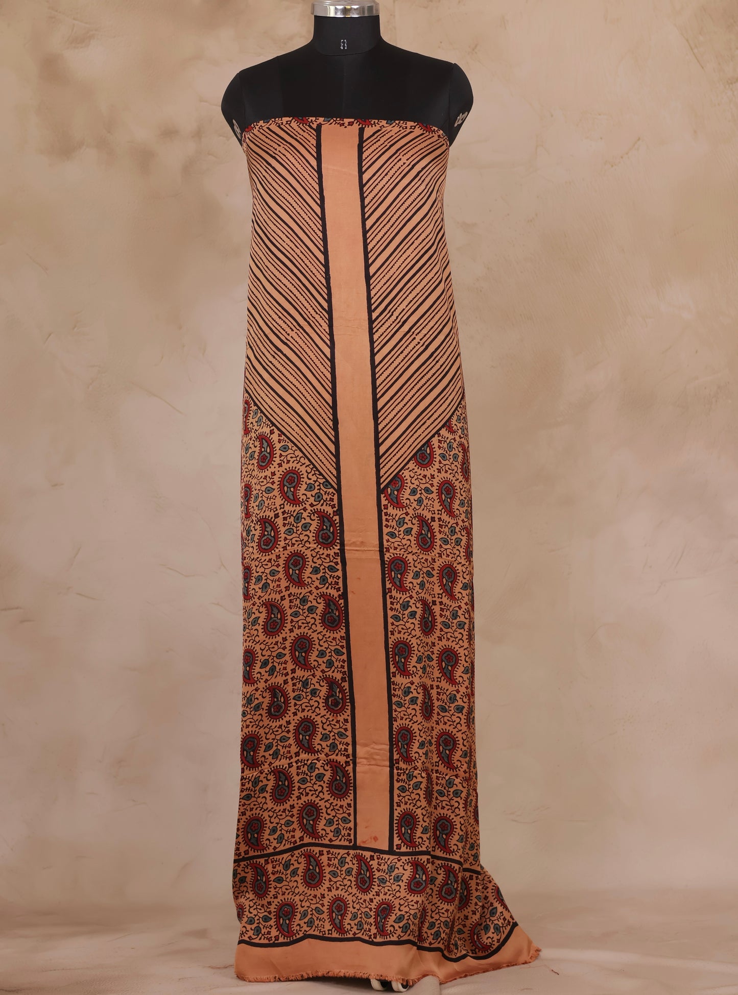 Ajrakh Handblock Printed Modal Silk 2 Piece Suit Set | Looms & Tassels