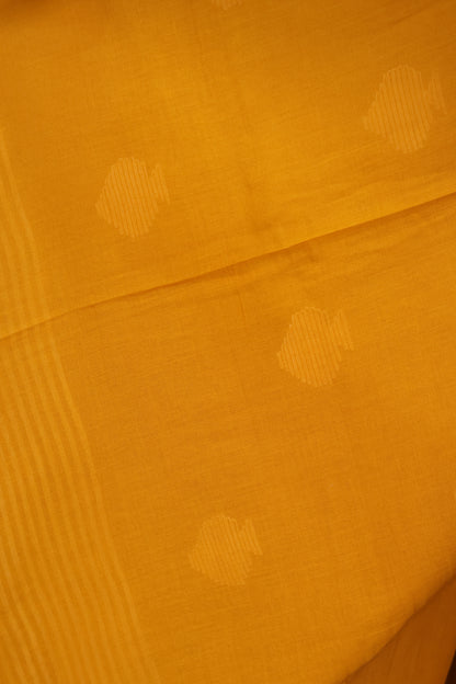 Mustard Pure Handwoven Malai Cotton Saree with Butta Weaving