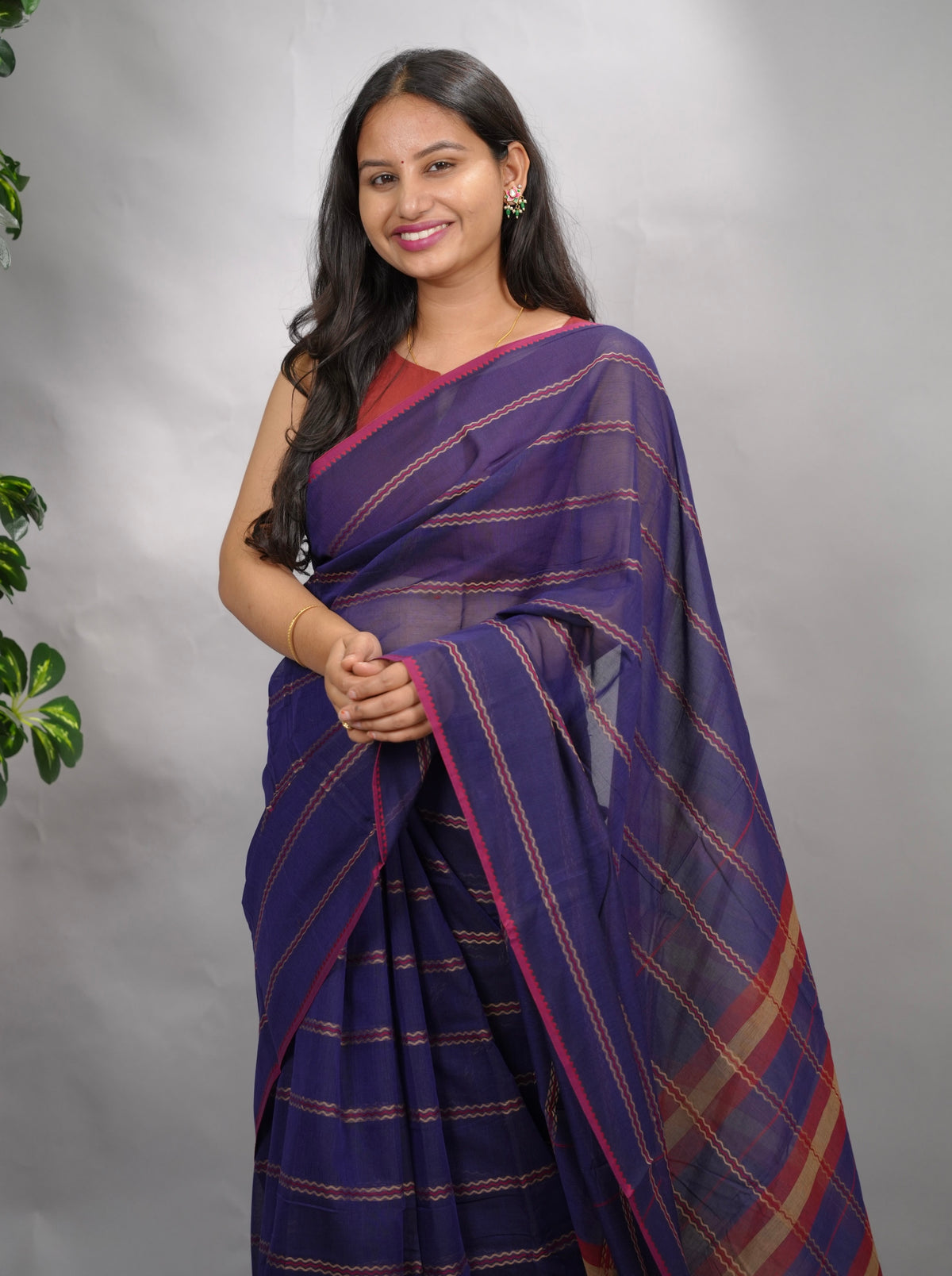 Blue Narayanpet Cotton Saree | Looms & Tassels