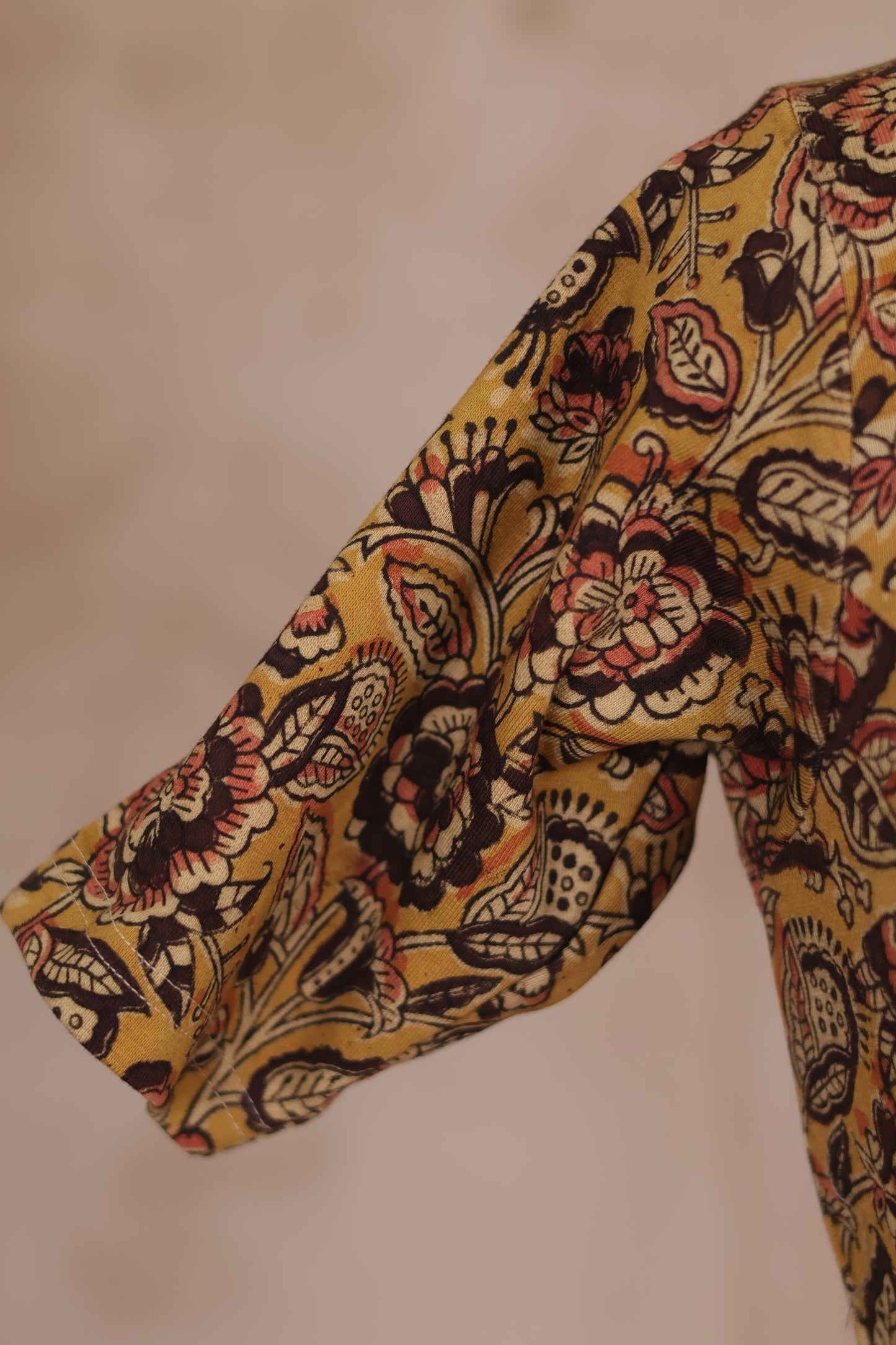 Stretchable Hand block printed kalamkari blouse