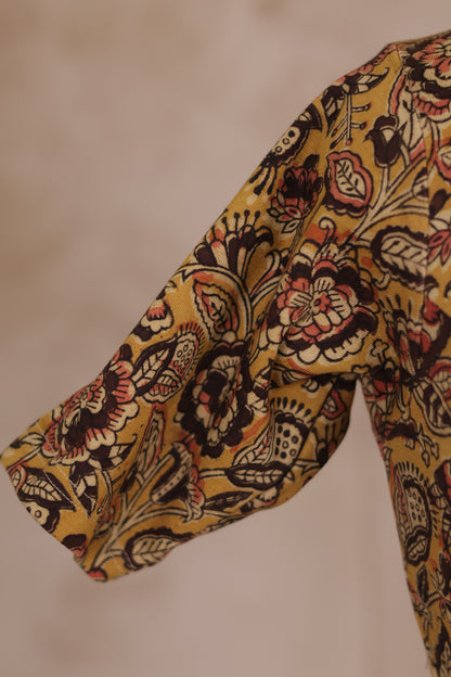 Stretchable Hand block printed kalamkari blouse