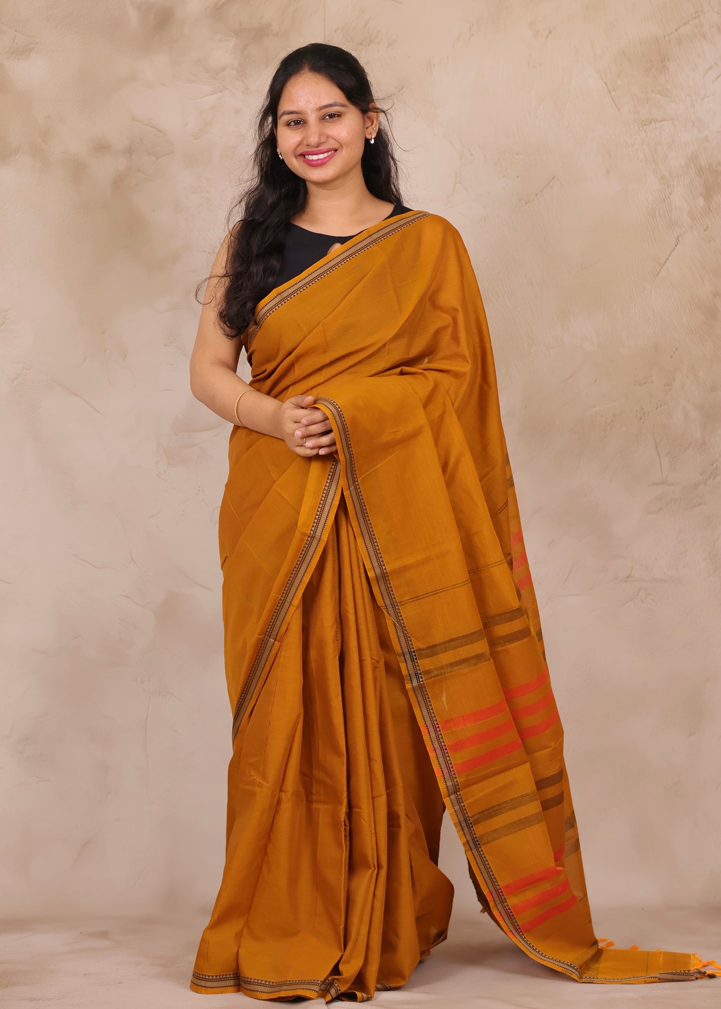 Yellow Narayanpet Cotton Saree | Looms & Tassels
