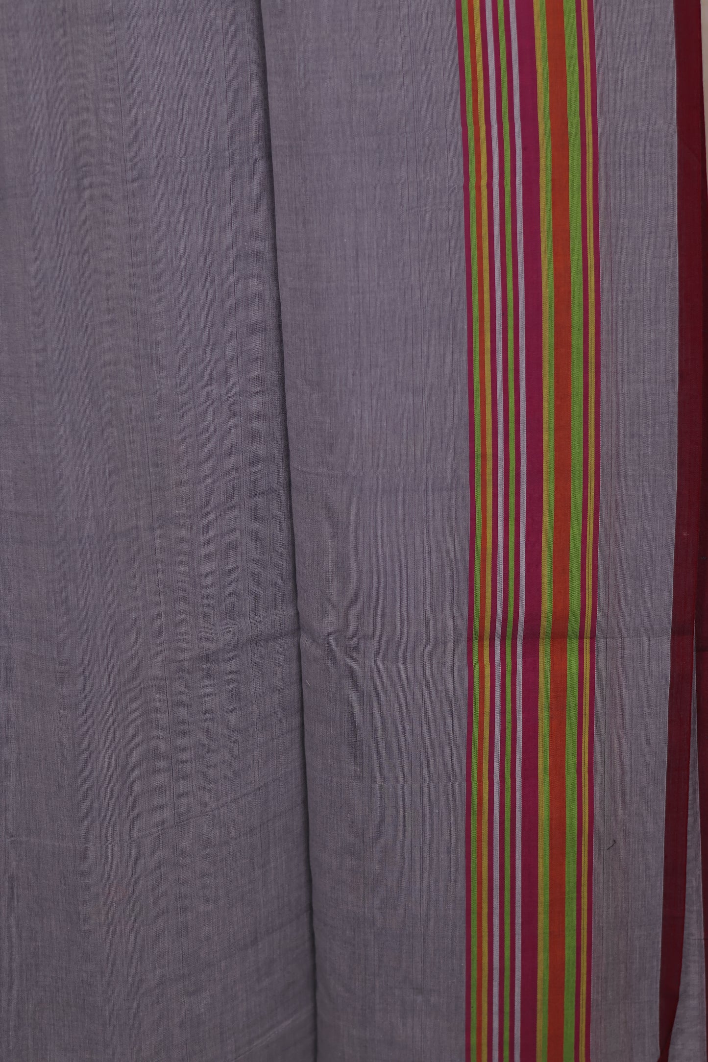 Grey Bhujodi weaving Malai Cotton Saree | Looms & Tassels