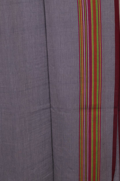 Grey Bhujodi weaving Malai Cotton Saree | Looms & Tassels