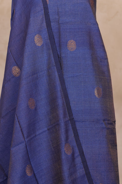 Blue Handwoven Jamdhani weaving Tissue Linen 2 piece suit sets | Looms & Tassels