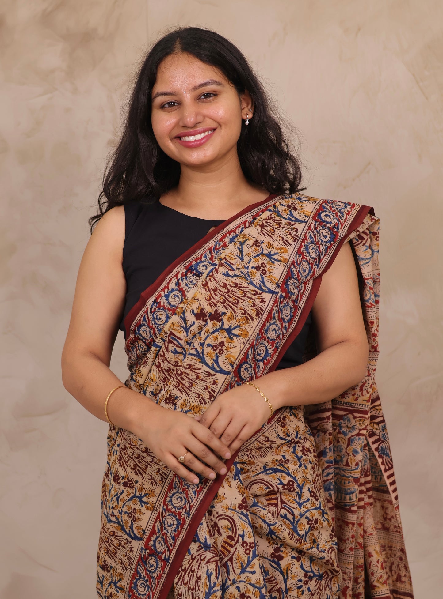 Hand Block Printed Kalamkari Cotton Saree