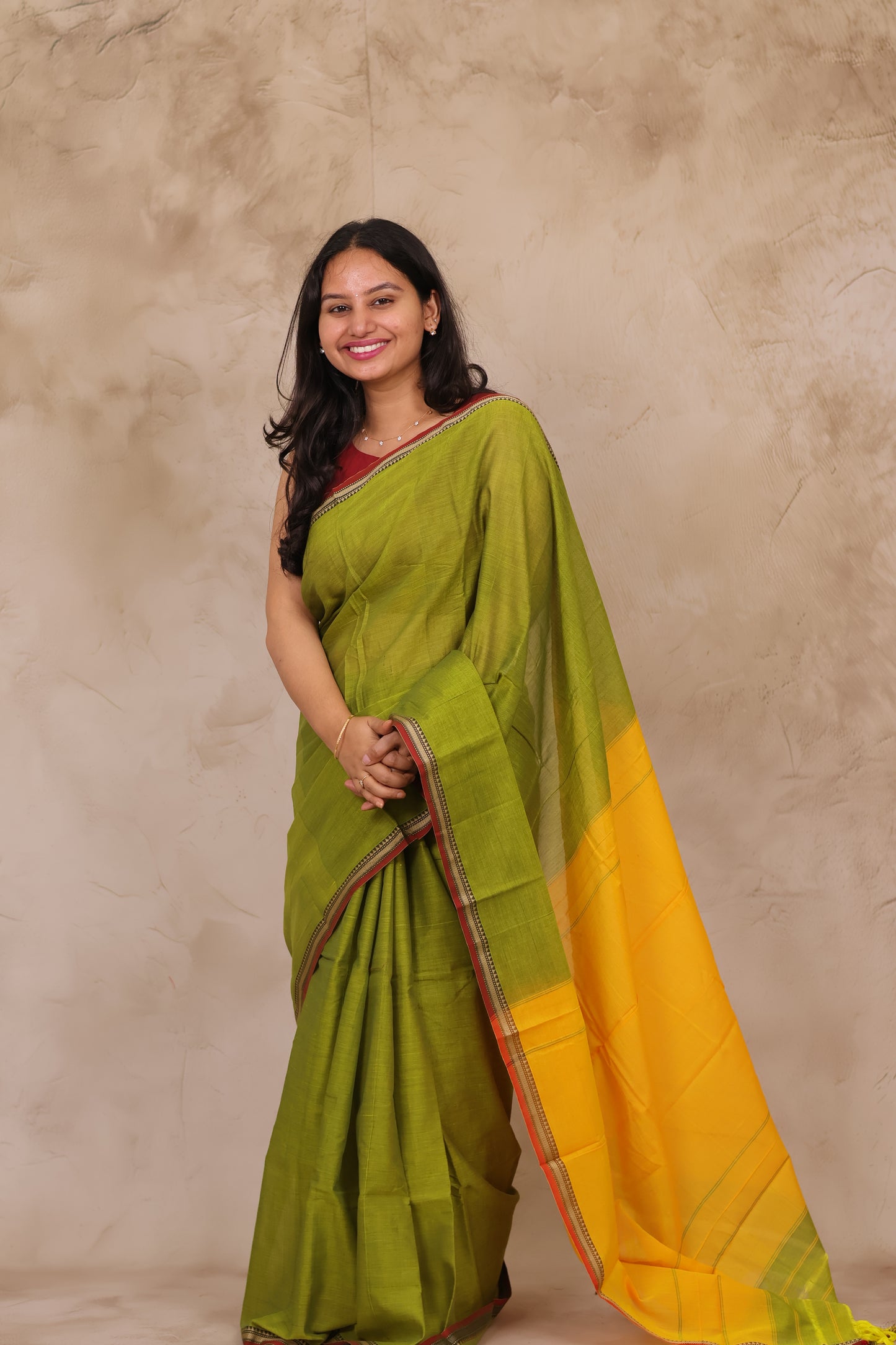 Green Narayanpet Cotton Saree | Looms & Tassels