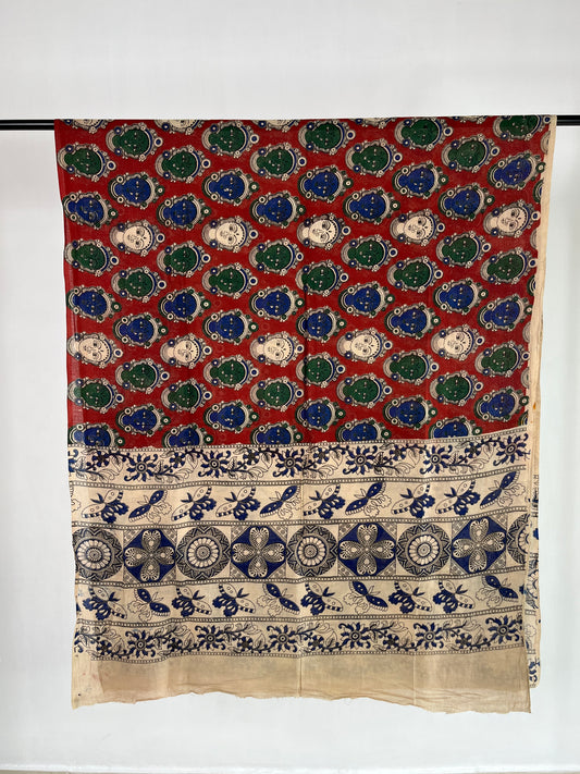 Red Kalamkari Cotton Dupatta