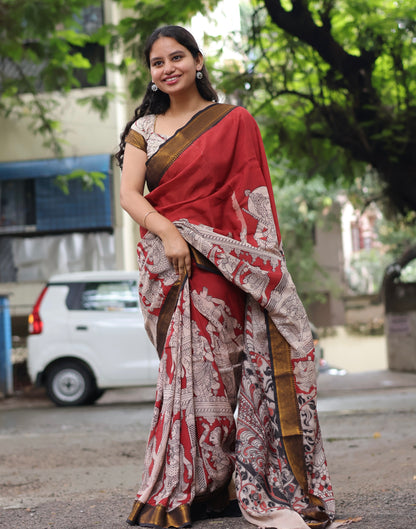 Nizam Border Kalamkari Silk Sare