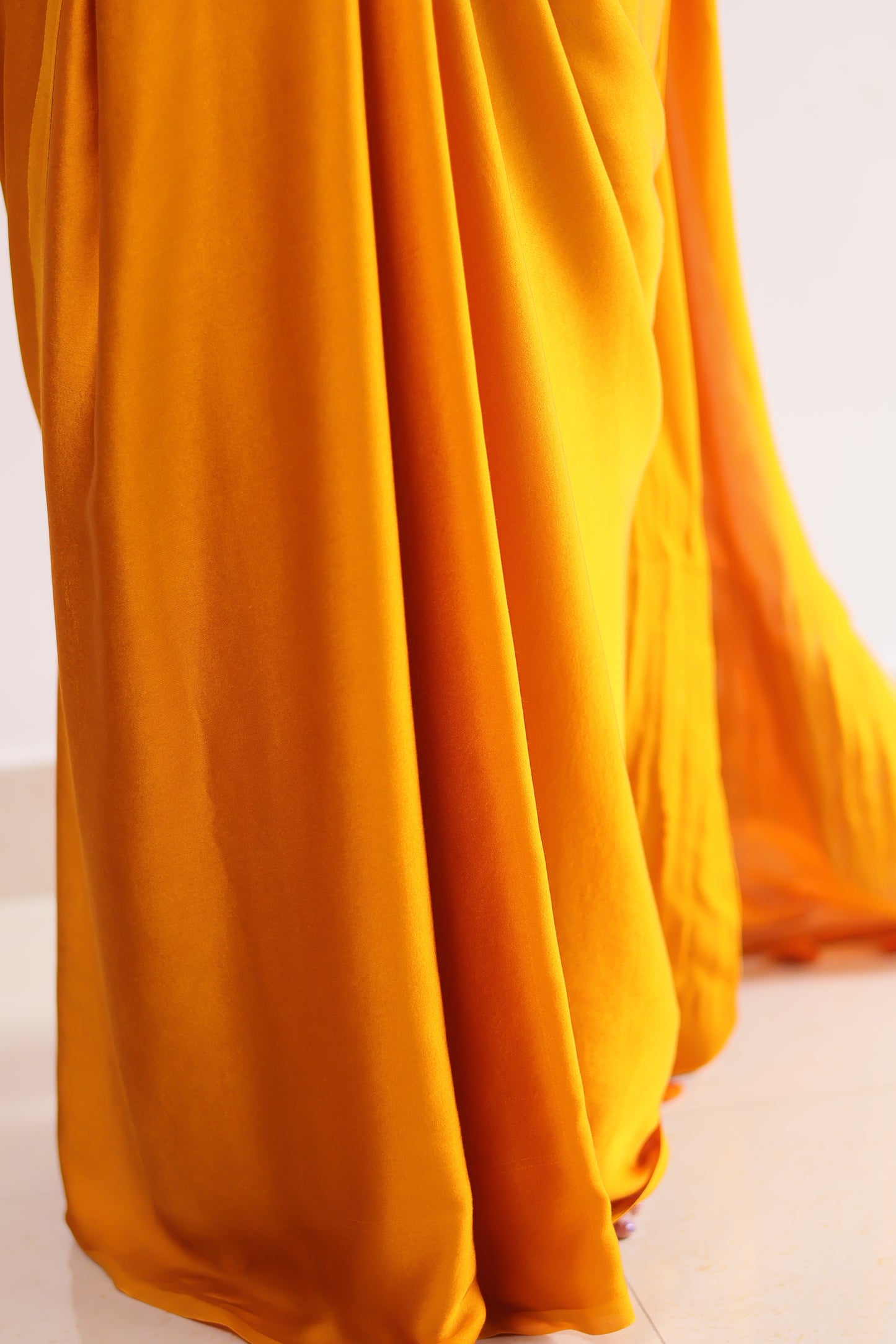 Mustard Plain Modal Silk Saree