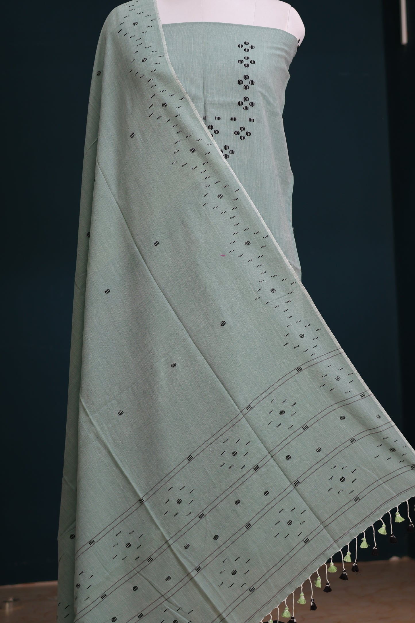 Handwoven weaving butta pure Malai cotton 2 piece suit sets